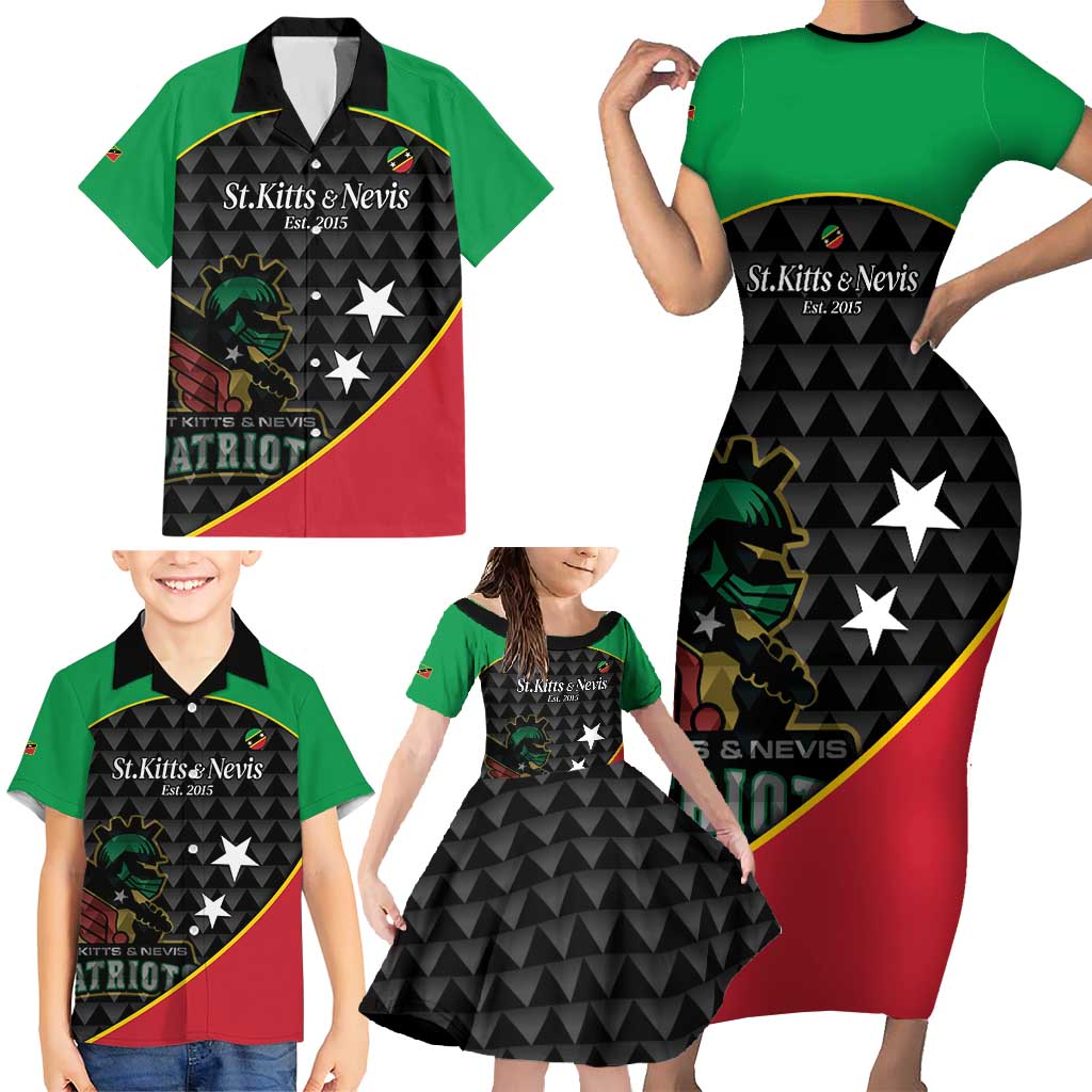 St Kitts and Nevis Cricket Custom Family Matching Short Sleeve Bodycon Dress and Hawaiian Shirt 10th Anniversary Go Champions Patriots - Wonder Print Shop