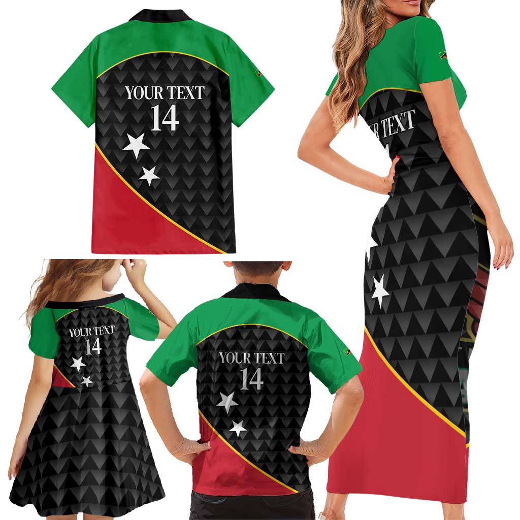 St Kitts and Nevis Cricket Custom Family Matching Short Sleeve Bodycon Dress and Hawaiian Shirt 10th Anniversary Go Champions Patriots - Wonder Print Shop