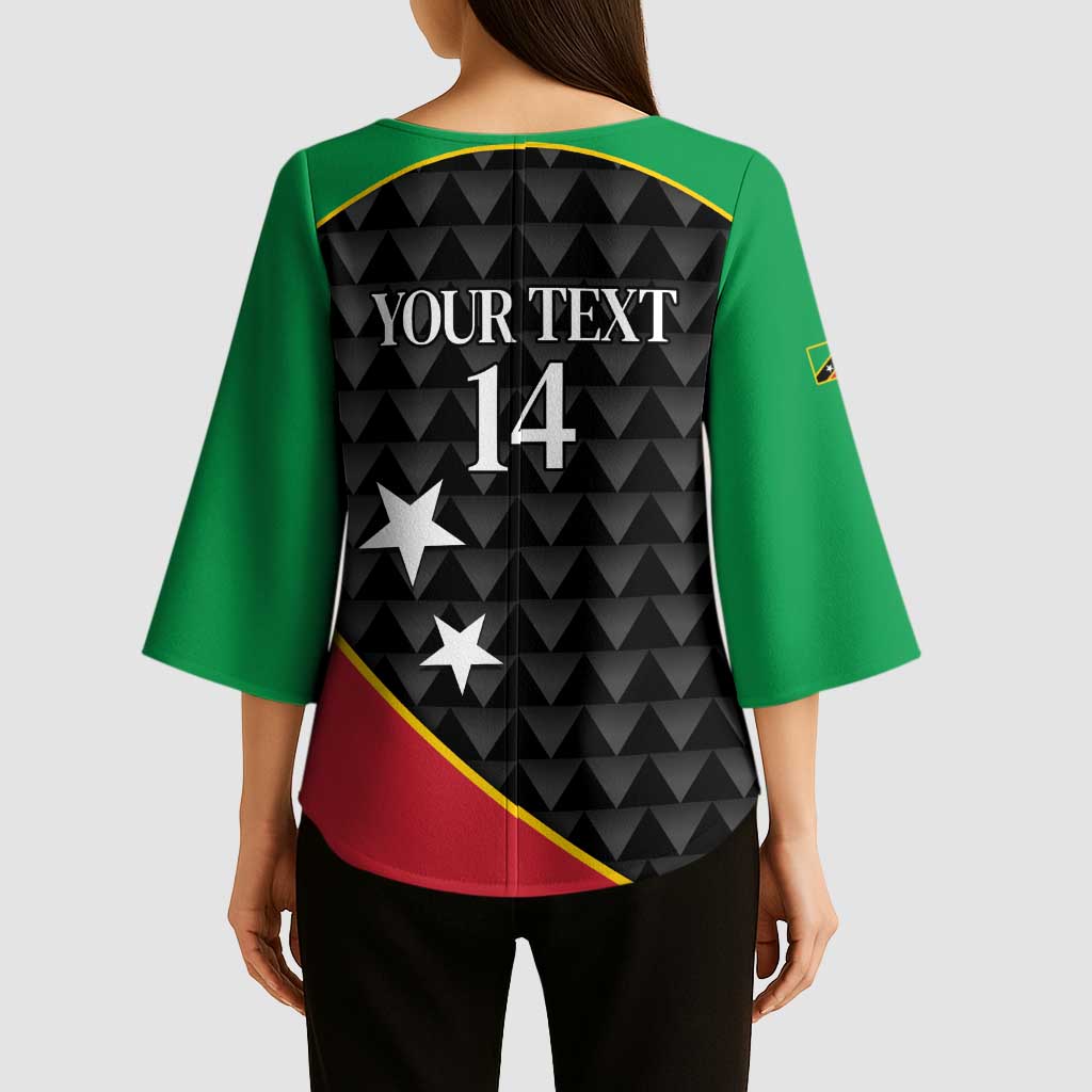 St Kitts and Nevis Cricket Custom Kimono Sleeve Blouse 10th Anniversary Go Champions Patriots - Wonder Print Shop