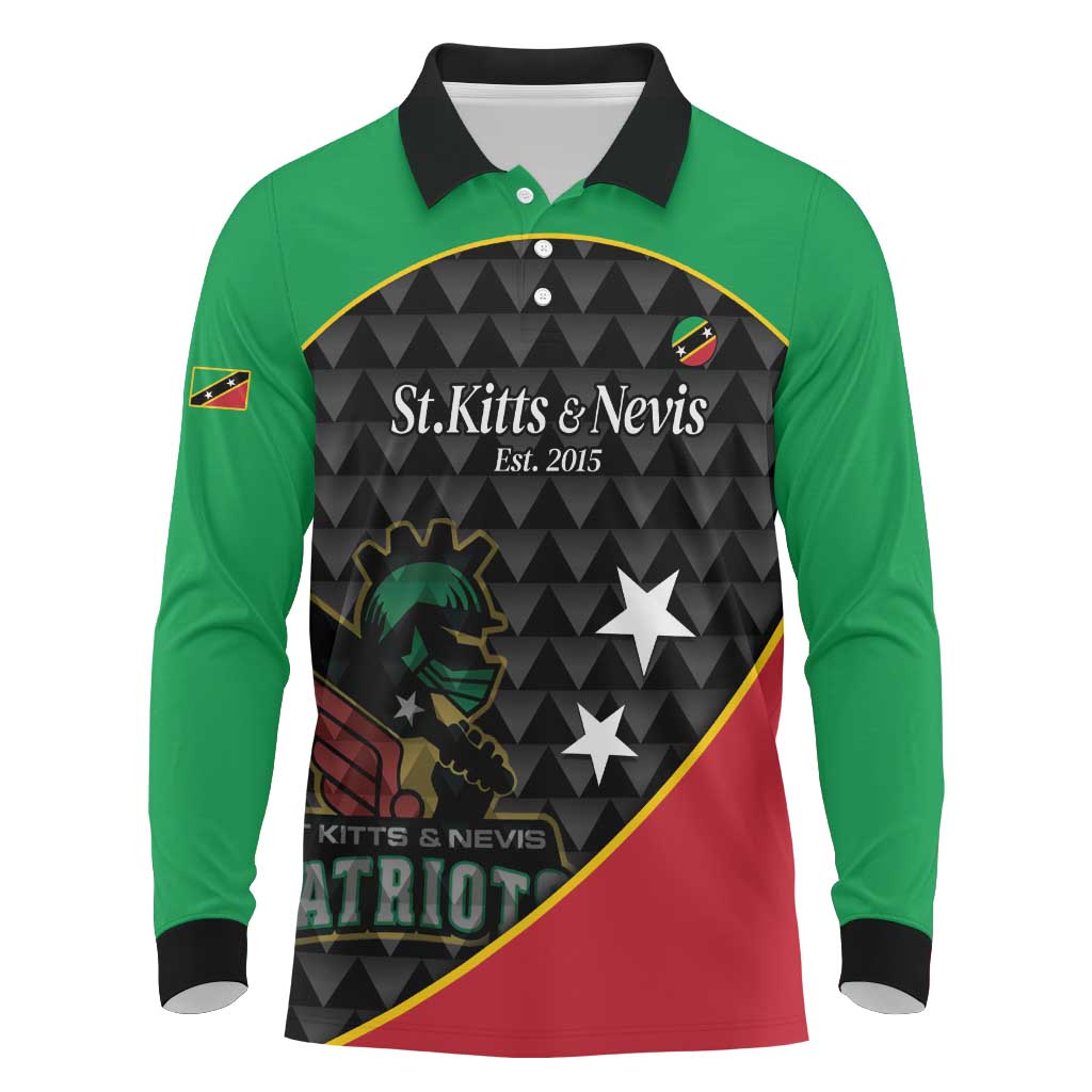 St Kitts and Nevis Cricket Custom Long Sleeve Polo Shirt 10th Anniversary Go Champions Patriots - Wonder Print Shop