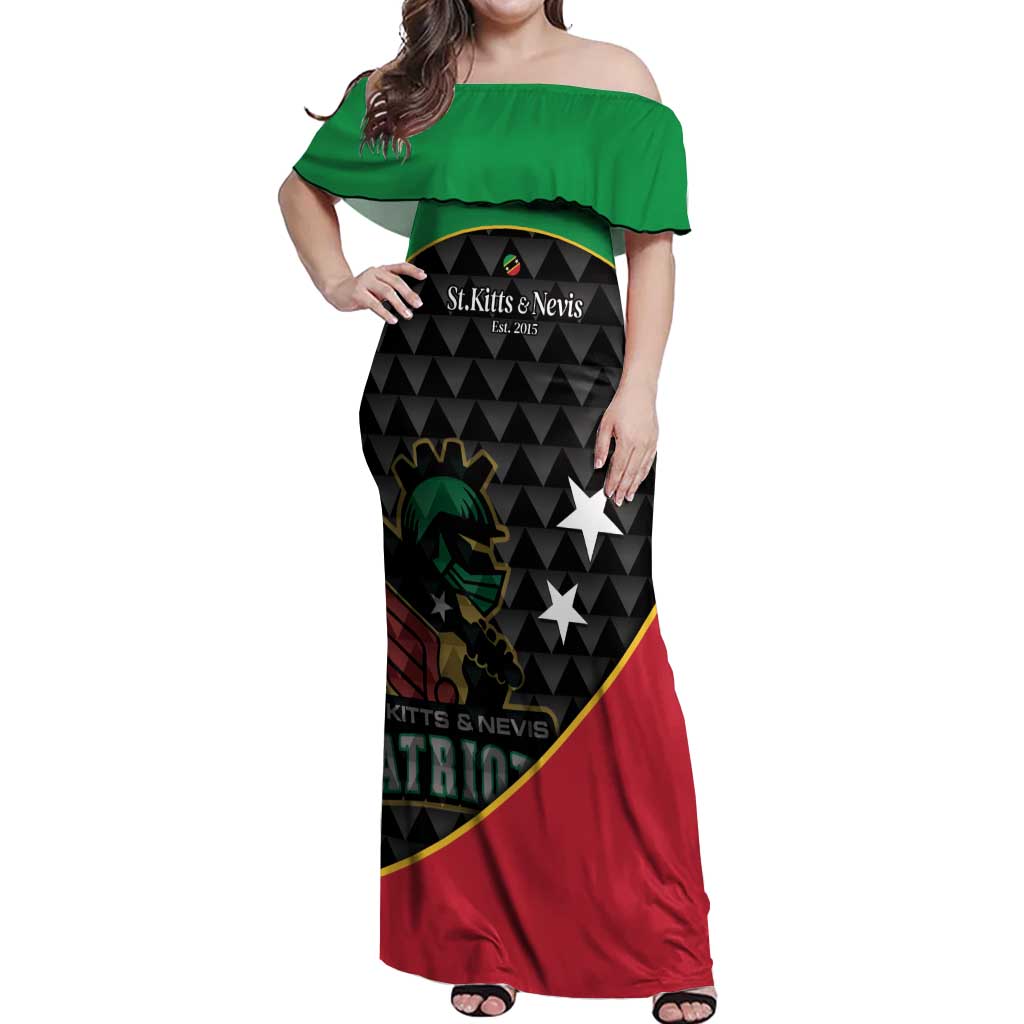 St Kitts and Nevis Cricket Custom Off Shoulder Maxi Dress 10th Anniversary Go Champions Patriots - Wonder Print Shop