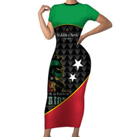 St Kitts and Nevis Cricket Custom Short Sleeve Bodycon Dress 10th Anniversary Go Champions Patriots - Wonder Print Shop