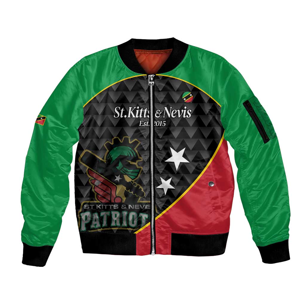 St Kitts and Nevis Cricket Custom Sleeve Zip Bomber Jacket 10th Anniversary Go Champions Patriots - Wonder Print Shop