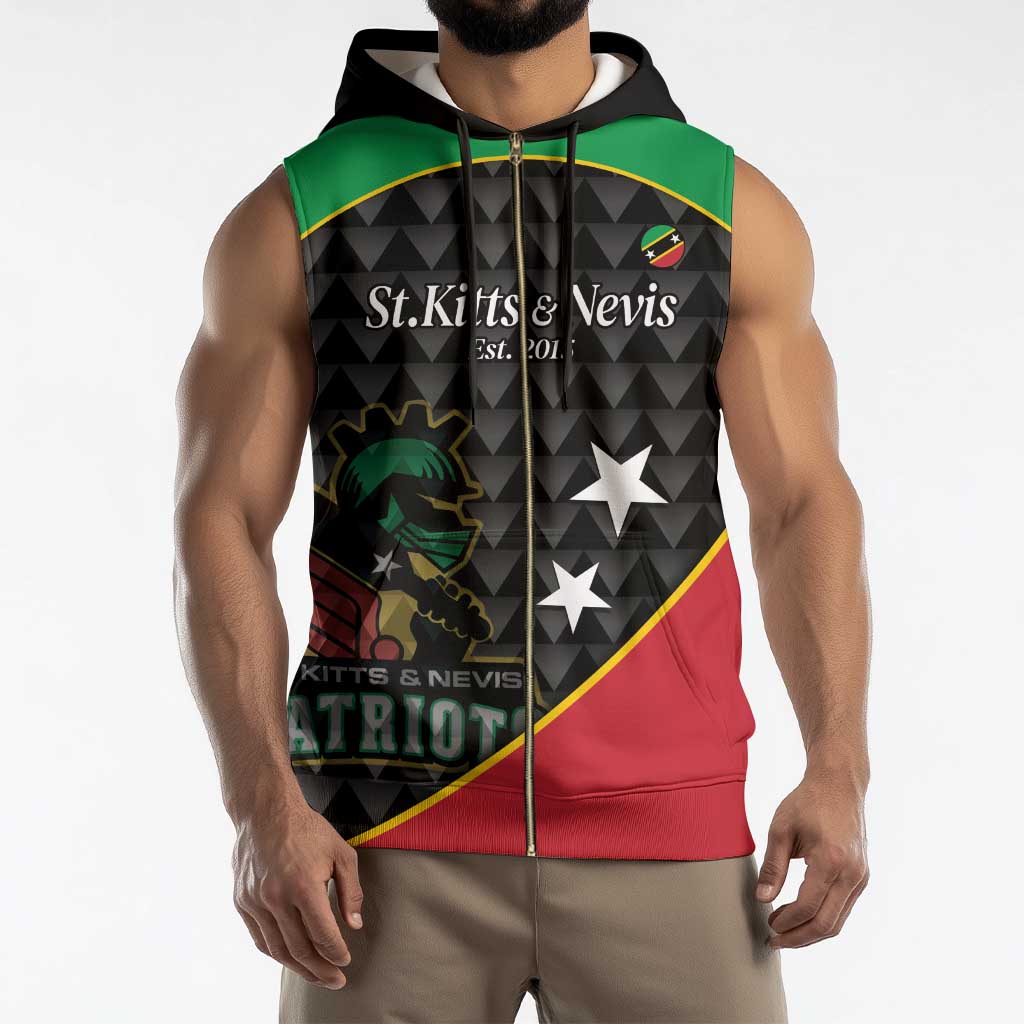 St Kitts and Nevis Cricket Custom Sleeveless Zip Hoodie 10th Anniversary Go Champions Patriots - Wonder Print Shop