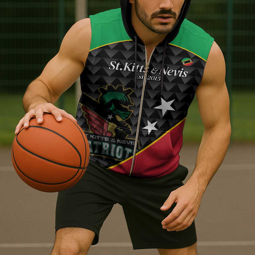 St Kitts and Nevis Cricket Custom Sleeveless Zip Hoodie 10th Anniversary Go Champions Patriots - Wonder Print Shop
