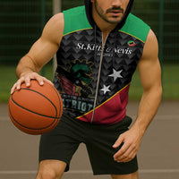 St Kitts and Nevis Cricket Custom Sleeveless Zip Hoodie 10th Anniversary Go Champions Patriots - Wonder Print Shop