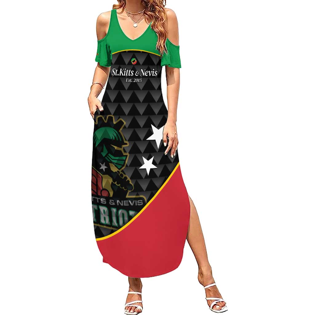 St Kitts and Nevis Cricket Custom Summer Maxi Dress 10th Anniversary Go Champions Patriots - Wonder Print Shop