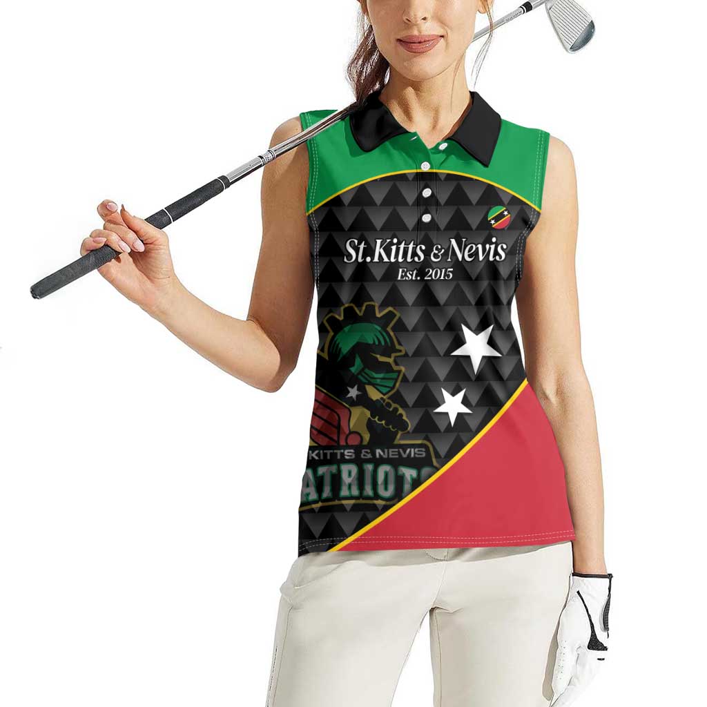 St Kitts and Nevis Cricket Custom Women Sleeveless Polo Shirt 10th Anniversary Go Champions Patriots - Wonder Print Shop