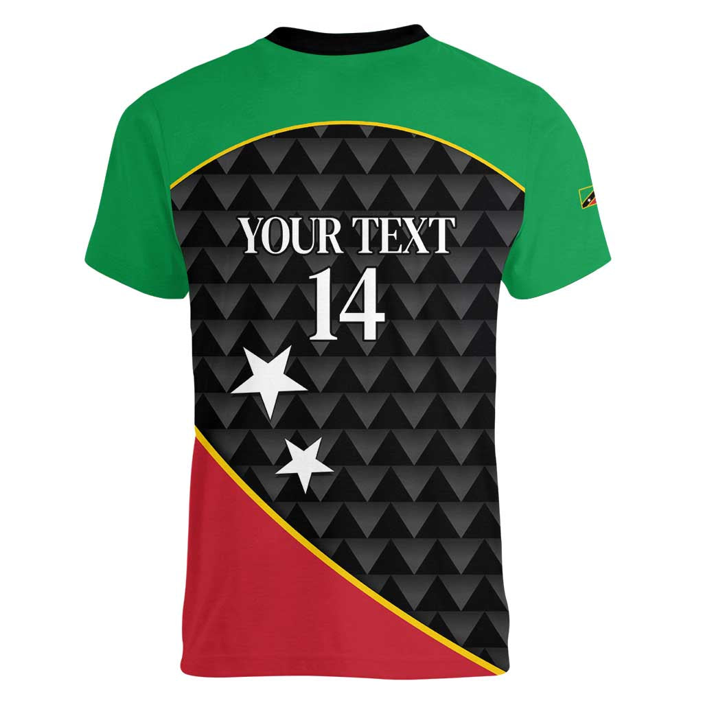 St Kitts and Nevis Cricket Custom Women V-Neck T-Shirt 10th Anniversary Go Champions Patriots - Wonder Print Shop