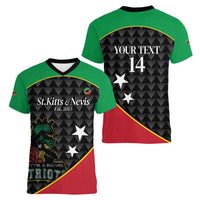 St Kitts and Nevis Cricket Custom Women V-Neck T-Shirt 10th Anniversary Go Champions Patriots - Wonder Print Shop
