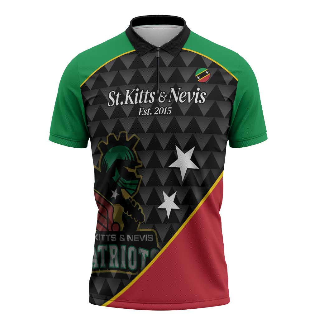 St Kitts and Nevis Cricket Custom Zipper Polo Shirt 10th Anniversary Go Champions Patriots - Wonder Print Shop