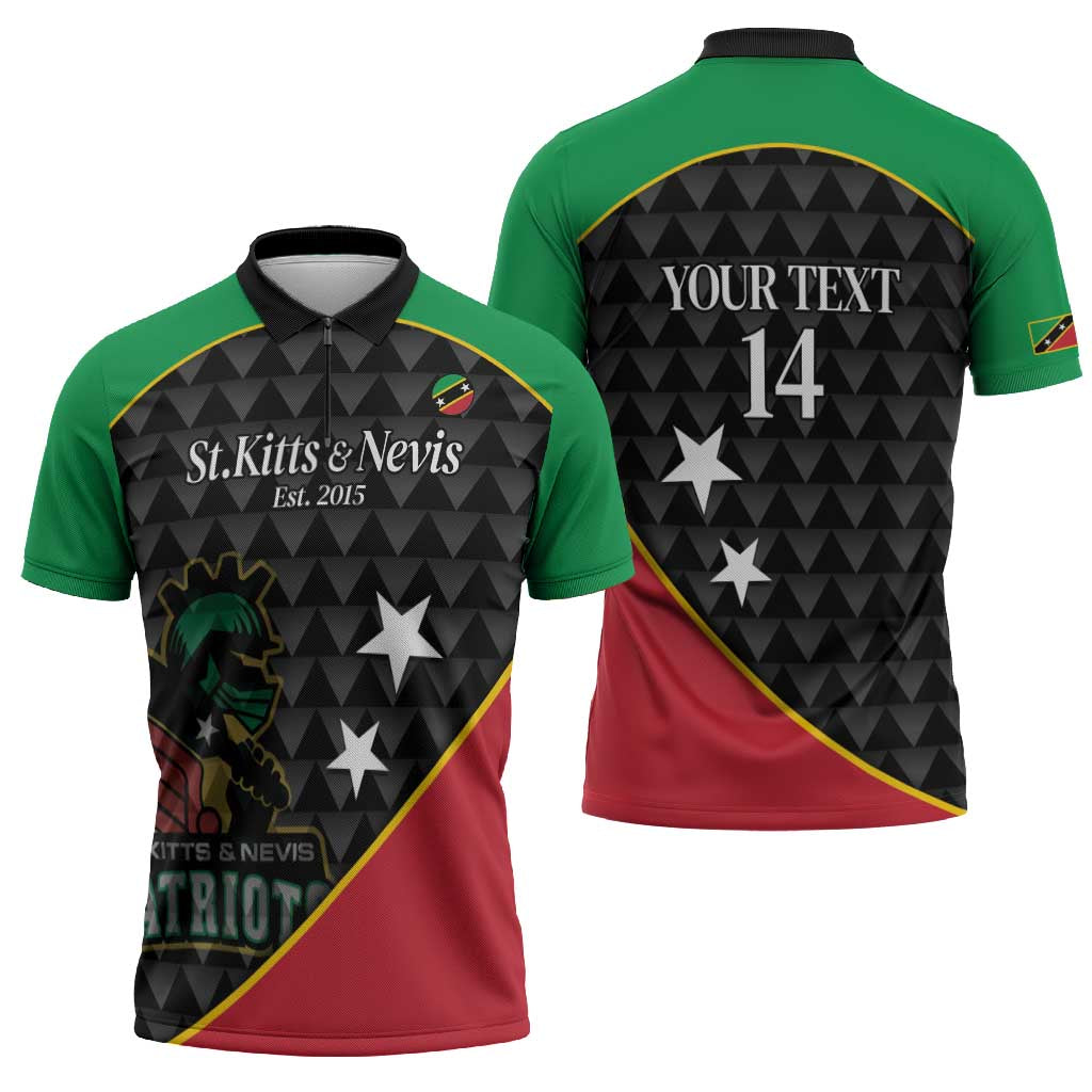 St Kitts and Nevis Cricket Custom Zipper Polo Shirt 10th Anniversary Go Champions Patriots - Wonder Print Shop