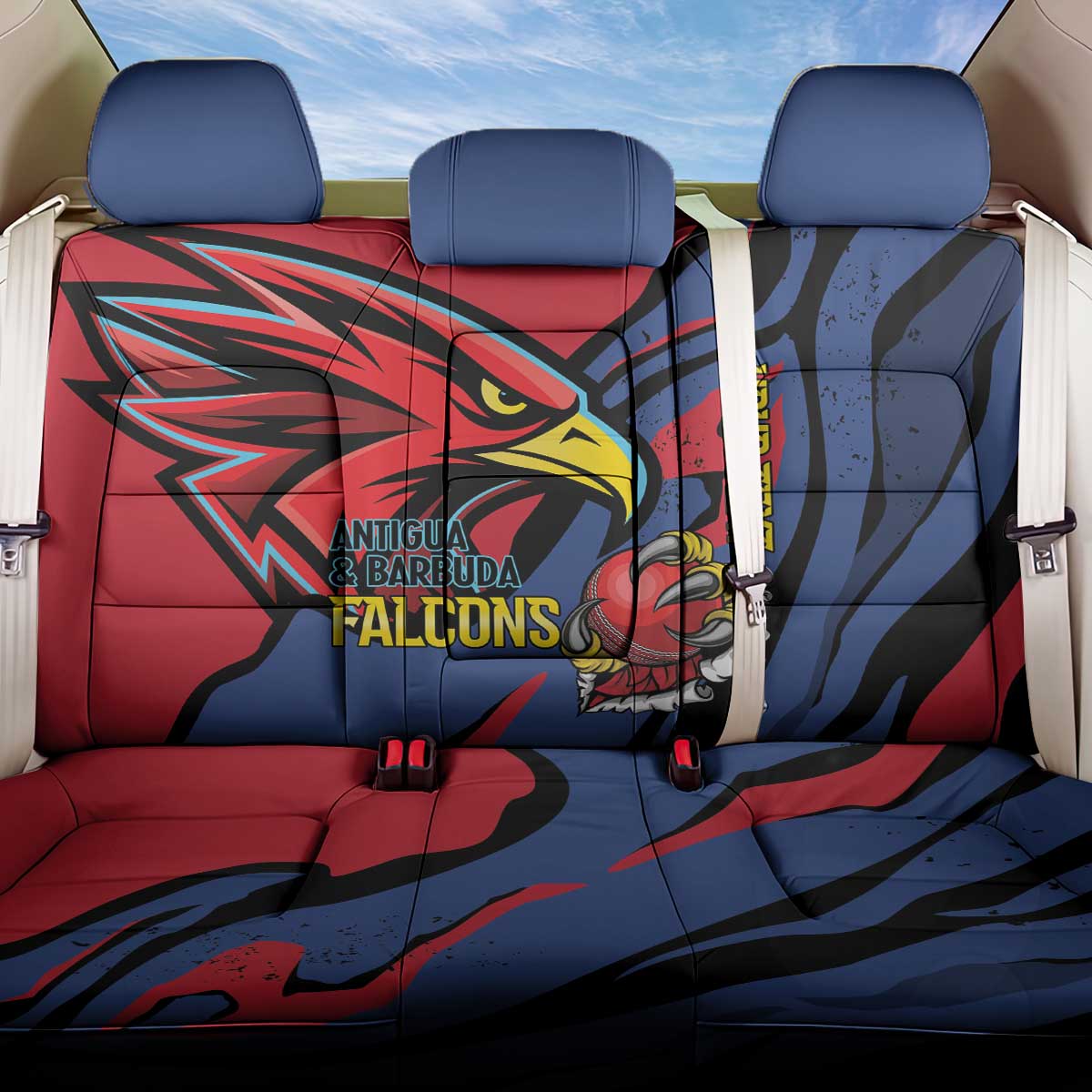 Antigua and Barbuda Cricket Custom Back Car Seat Cover Go Champions Falcons - Wonder Print Shop