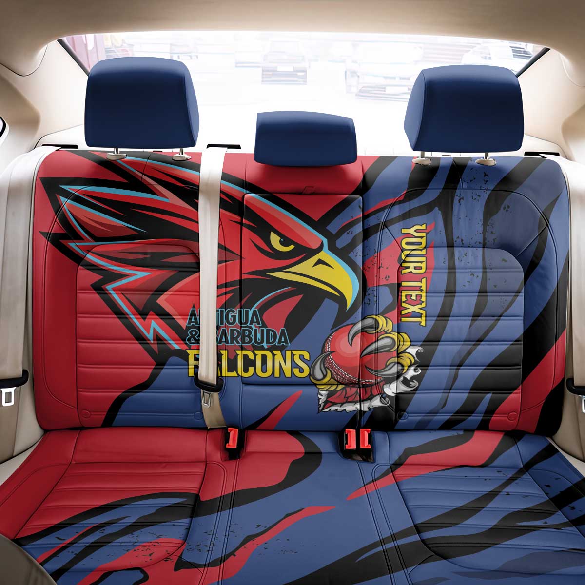 Antigua and Barbuda Cricket Custom Back Car Seat Cover Go Champions Falcons - Wonder Print Shop