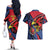 Antigua and Barbuda Cricket Custom Couples Matching Off The Shoulder Long Sleeve Dress and Hawaiian Shirt Go Champions Falcons - Wonder Print Shop