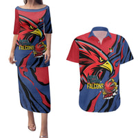 Antigua and Barbuda Cricket Custom Couples Matching Puletasi and Hawaiian Shirt Go Champions Falcons - Wonder Print Shop