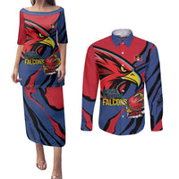 Antigua and Barbuda Cricket Custom Couples Matching Puletasi and Long Sleeve Button Shirt Go Champions Falcons - Wonder Print Shop