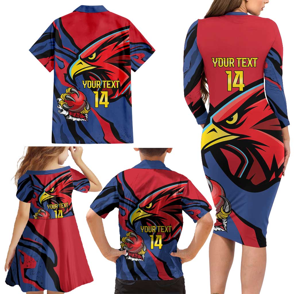 Antigua and Barbuda Cricket Custom Family Matching Long Sleeve Bodycon Dress and Hawaiian Shirt Go Champions Falcons - Wonder Print Shop
