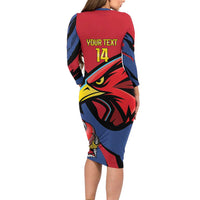 Antigua and Barbuda Cricket Custom Family Matching Long Sleeve Bodycon Dress and Hawaiian Shirt Go Champions Falcons - Wonder Print Shop