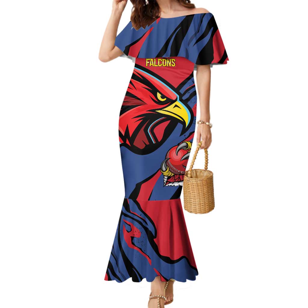 Antigua and Barbuda Cricket Custom Family Matching Mermaid Dress and Hawaiian Shirt Go Champions Falcons - Wonder Print Shop