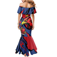 Antigua and Barbuda Cricket Custom Family Matching Mermaid Dress and Hawaiian Shirt Go Champions Falcons - Wonder Print Shop