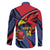 Antigua and Barbuda Cricket Custom Family Matching Off The Shoulder Long Sleeve Dress and Hawaiian Shirt Go Champions Falcons - Wonder Print Shop