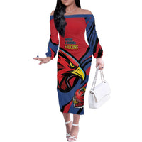 Antigua and Barbuda Cricket Custom Family Matching Off The Shoulder Long Sleeve Dress and Hawaiian Shirt Go Champions Falcons - Wonder Print Shop
