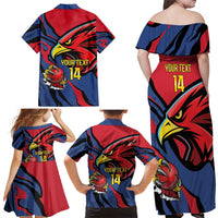 Antigua and Barbuda Cricket Custom Family Matching Off Shoulder Maxi Dress and Hawaiian Shirt Go Champions Falcons - Wonder Print Shop