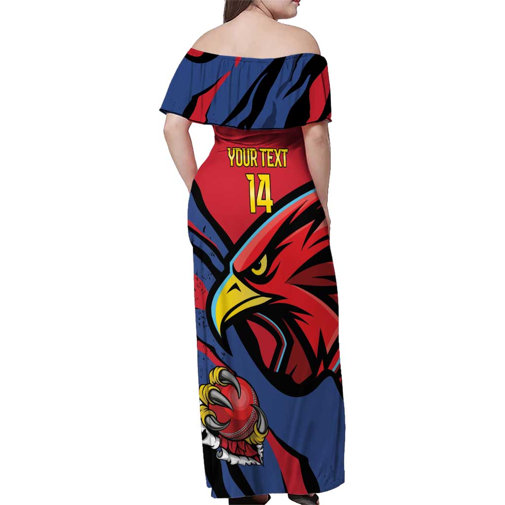 Antigua and Barbuda Cricket Custom Family Matching Off Shoulder Maxi Dress and Hawaiian Shirt Go Champions Falcons - Wonder Print Shop