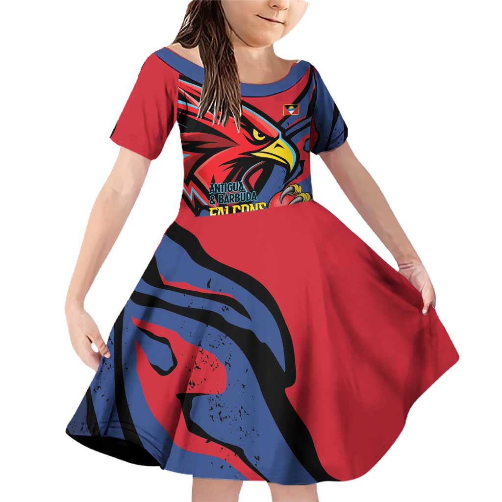 Antigua and Barbuda Cricket Custom Family Matching Off Shoulder Short Dress and Hawaiian Shirt Go Champions Falcons - Wonder Print Shop