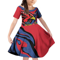 Antigua and Barbuda Cricket Custom Family Matching Off Shoulder Short Dress and Hawaiian Shirt Go Champions Falcons - Wonder Print Shop
