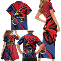 Antigua and Barbuda Cricket Custom Family Matching Short Sleeve Bodycon Dress and Hawaiian Shirt Go Champions Falcons - Wonder Print Shop