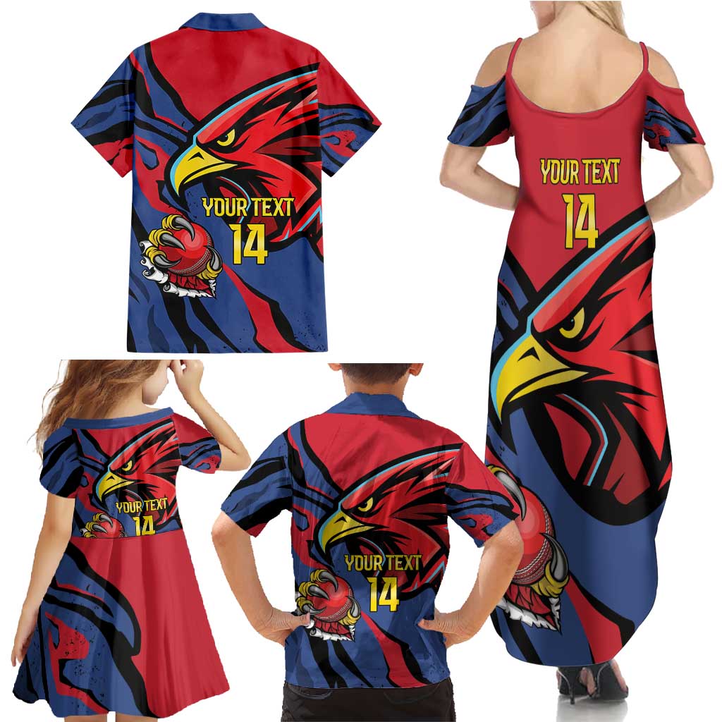Antigua and Barbuda Cricket Custom Family Matching Summer Maxi Dress and Hawaiian Shirt Go Champions Falcons - Wonder Print Shop