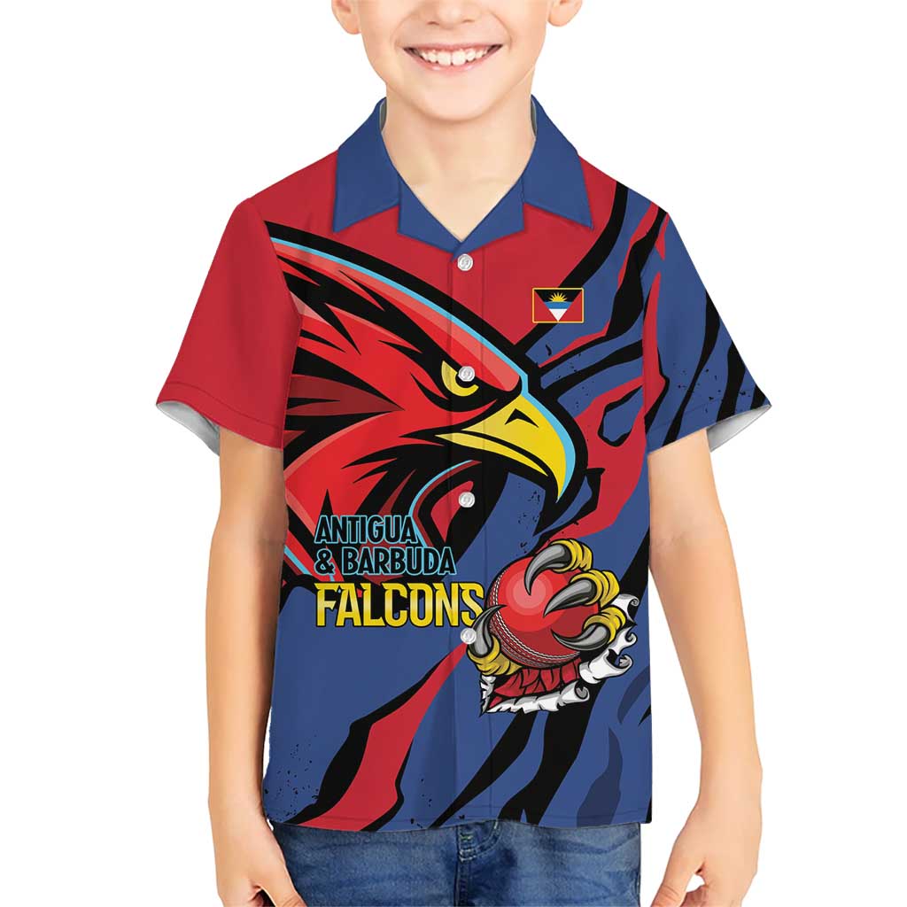 Antigua and Barbuda Cricket Custom Kid Hawaiian Shirt Go Champions Falcons - Wonder Print Shop
