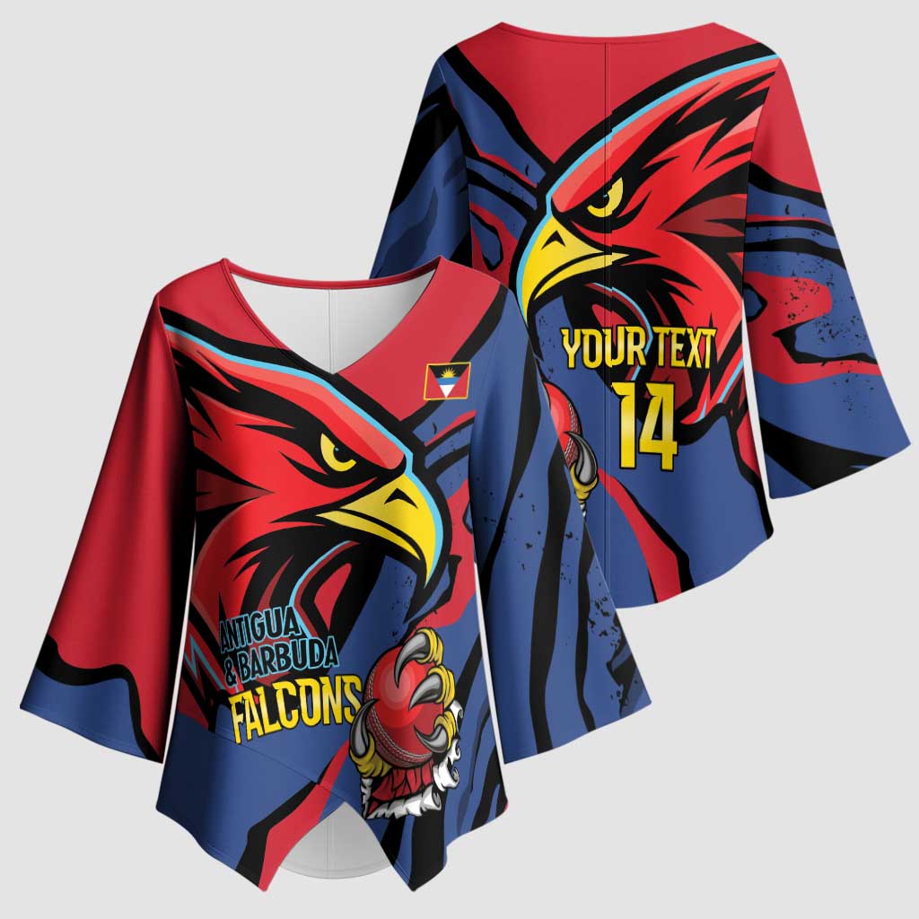 Antigua and Barbuda Cricket Custom Kimono Sleeve Blouse Go Champions Falcons - Wonder Print Shop