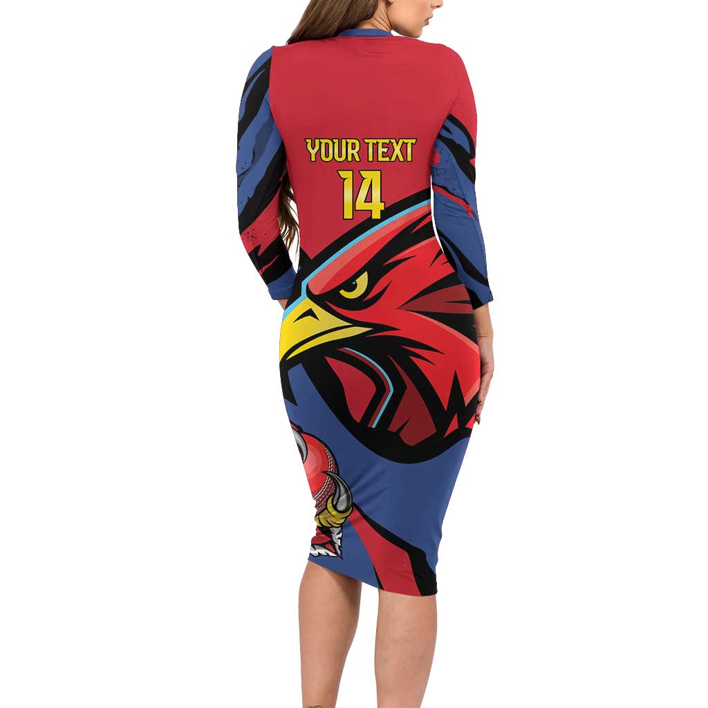 Antigua and Barbuda Cricket Custom Long Sleeve Bodycon Dress Go Champions Falcons - Wonder Print Shop
