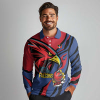 Antigua and Barbuda Cricket Custom Long Sleeve Polo Shirt Go Champions Falcons - Wonder Print Shop