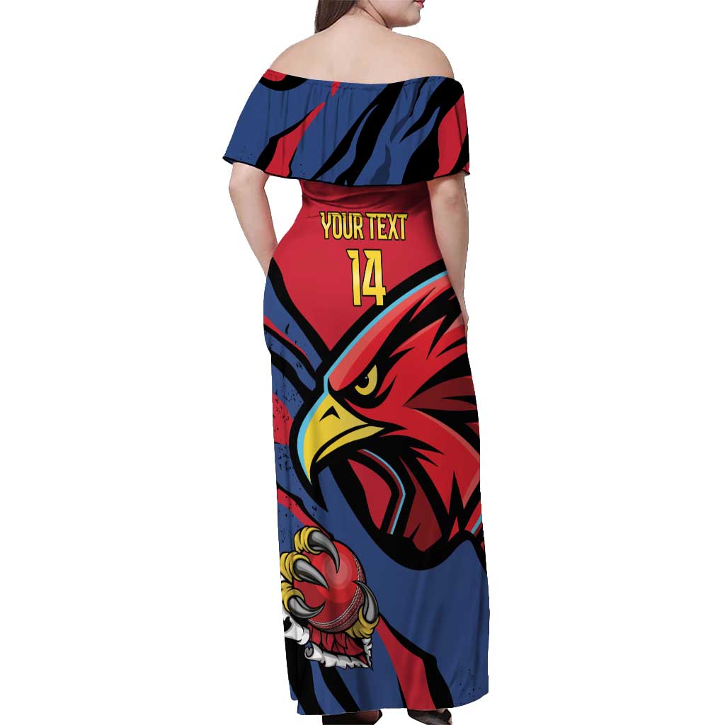 Antigua and Barbuda Cricket Custom Off Shoulder Maxi Dress Go Champions Falcons - Wonder Print Shop