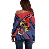 Antigua and Barbuda Cricket Custom Off Shoulder Sweater Go Champions Falcons - Wonder Print Shop