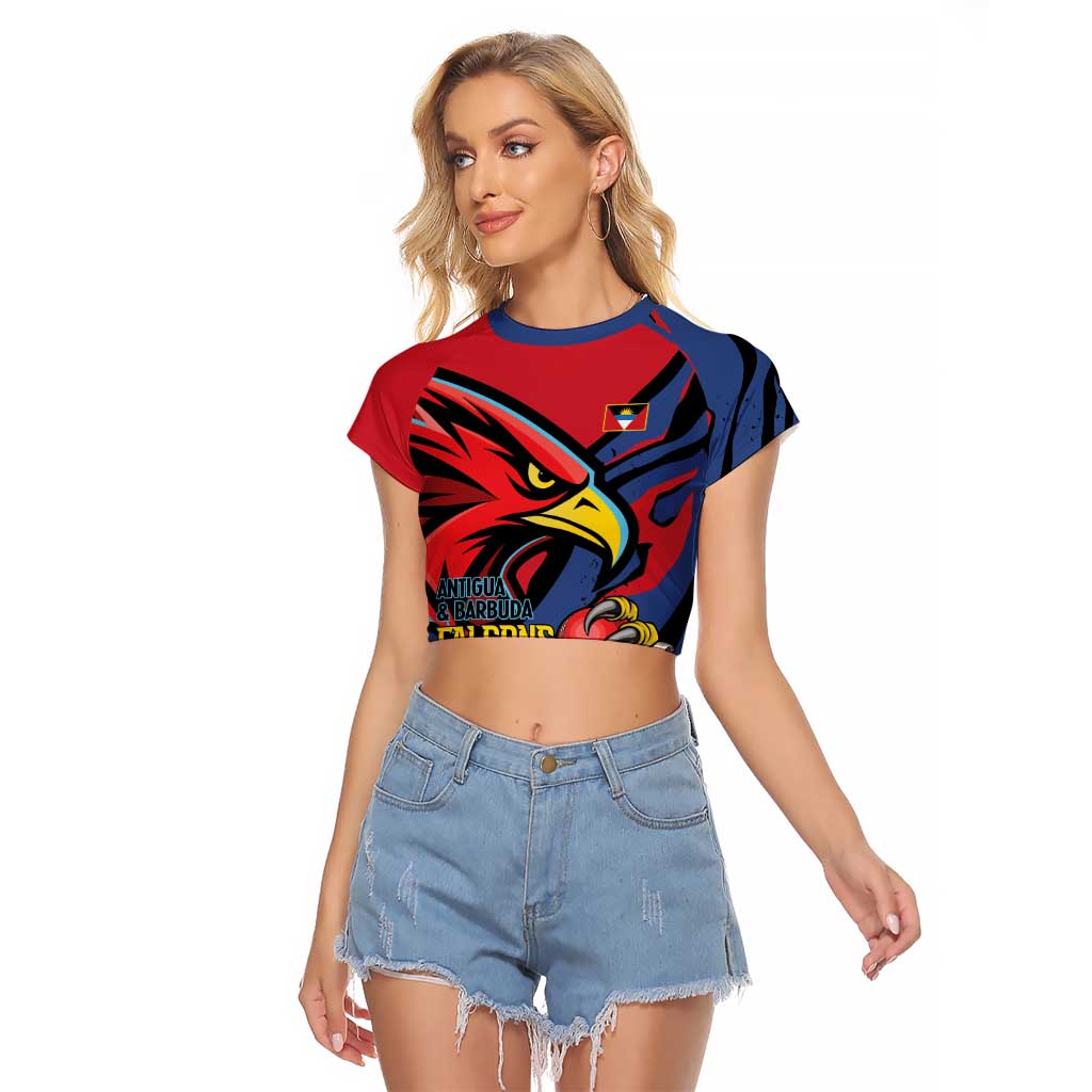 Antigua and Barbuda Cricket Custom Raglan Cropped T Shirt Go Champions Falcons - Wonder Print Shop