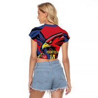 Antigua and Barbuda Cricket Custom Raglan Cropped T Shirt Go Champions Falcons - Wonder Print Shop