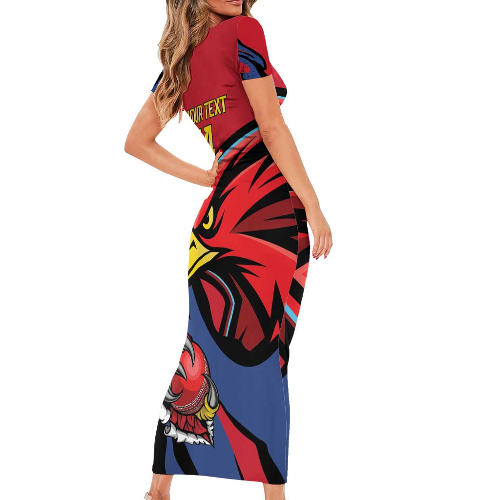 Antigua and Barbuda Cricket Custom Short Sleeve Bodycon Dress Go Champions Falcons - Wonder Print Shop