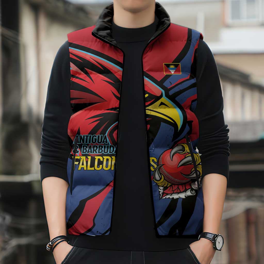 Antigua and Barbuda Cricket Custom Sleeveless Puffer Jacket Go Champions Falcons - Wonder Print Shop