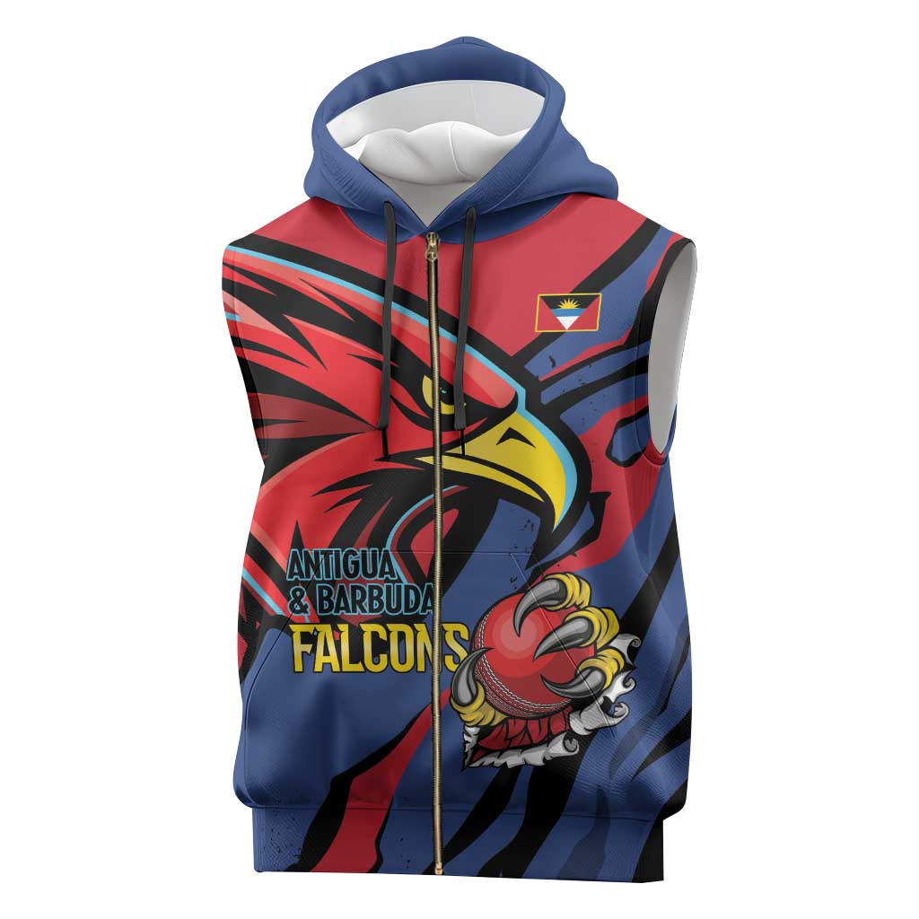 Antigua and Barbuda Cricket Custom Sleeveless Zip Hoodie Go Champions Falcons - Wonder Print Shop
