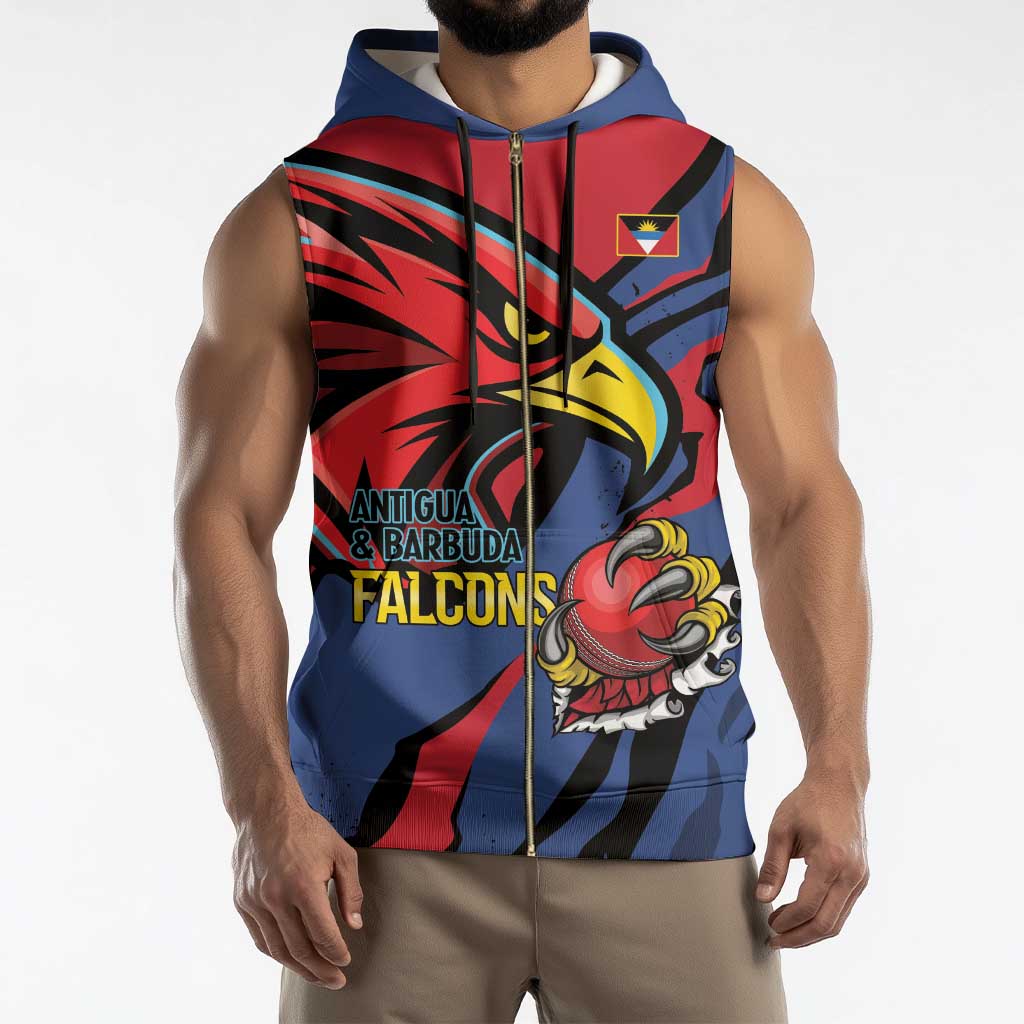 Antigua and Barbuda Cricket Custom Sleeveless Zip Hoodie Go Champions Falcons - Wonder Print Shop