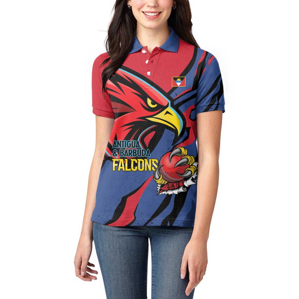 Antigua and Barbuda Cricket Custom Women Polo Shirt Go Champions Falcons - Wonder Print Shop