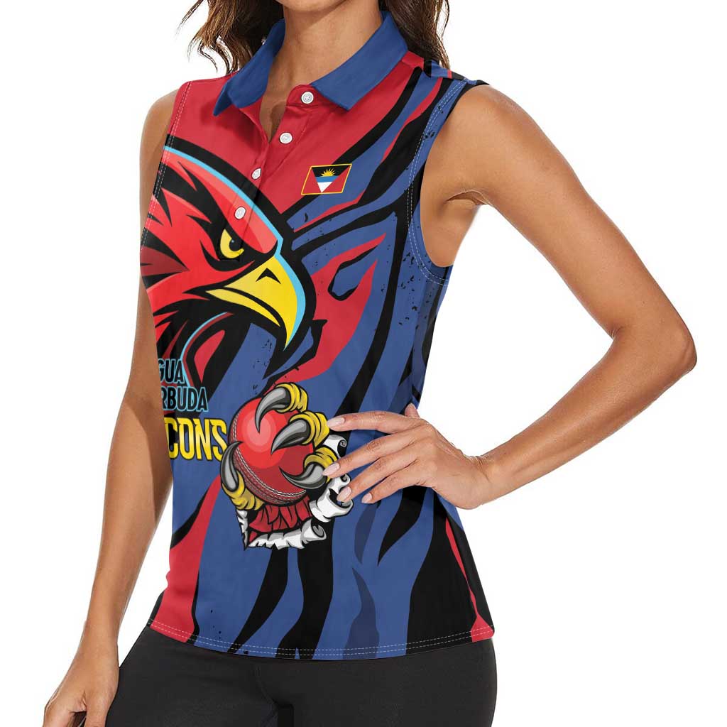 Antigua and Barbuda Cricket Custom Women Sleeveless Polo Shirt Go Champions Falcons - Wonder Print Shop