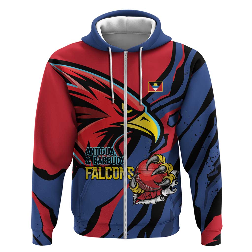 Antigua and Barbuda Cricket Custom Zip Hoodie Go Champions Falcons - Wonder Print Shop