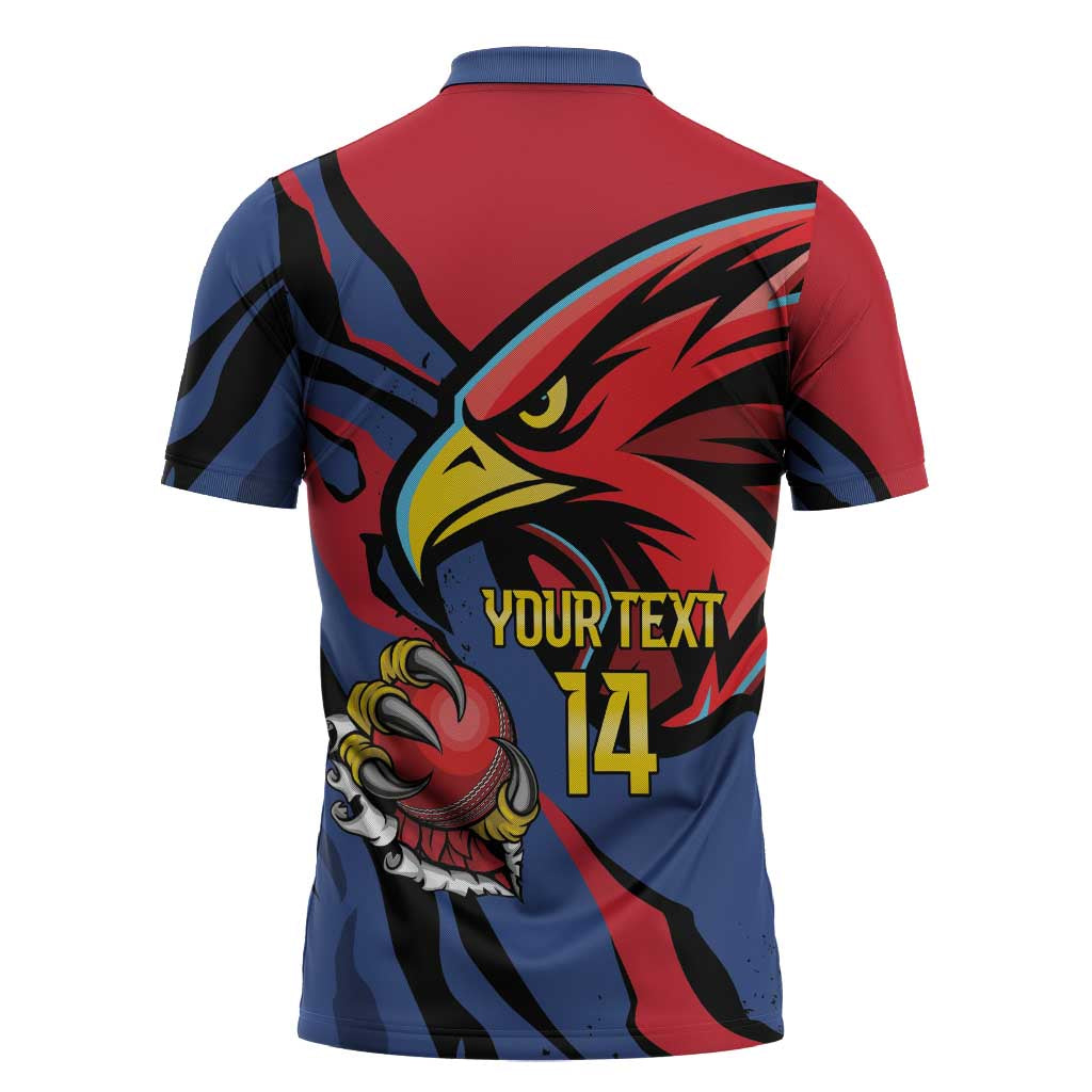 Antigua and Barbuda Cricket Custom Zipper Polo Shirt Go Champions Falcons - Wonder Print Shop