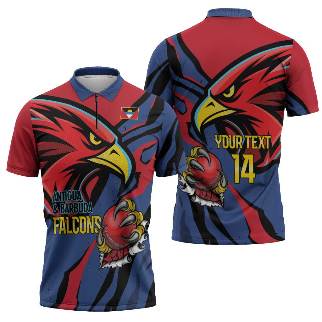 Antigua and Barbuda Cricket Custom Zipper Polo Shirt Go Champions Falcons - Wonder Print Shop